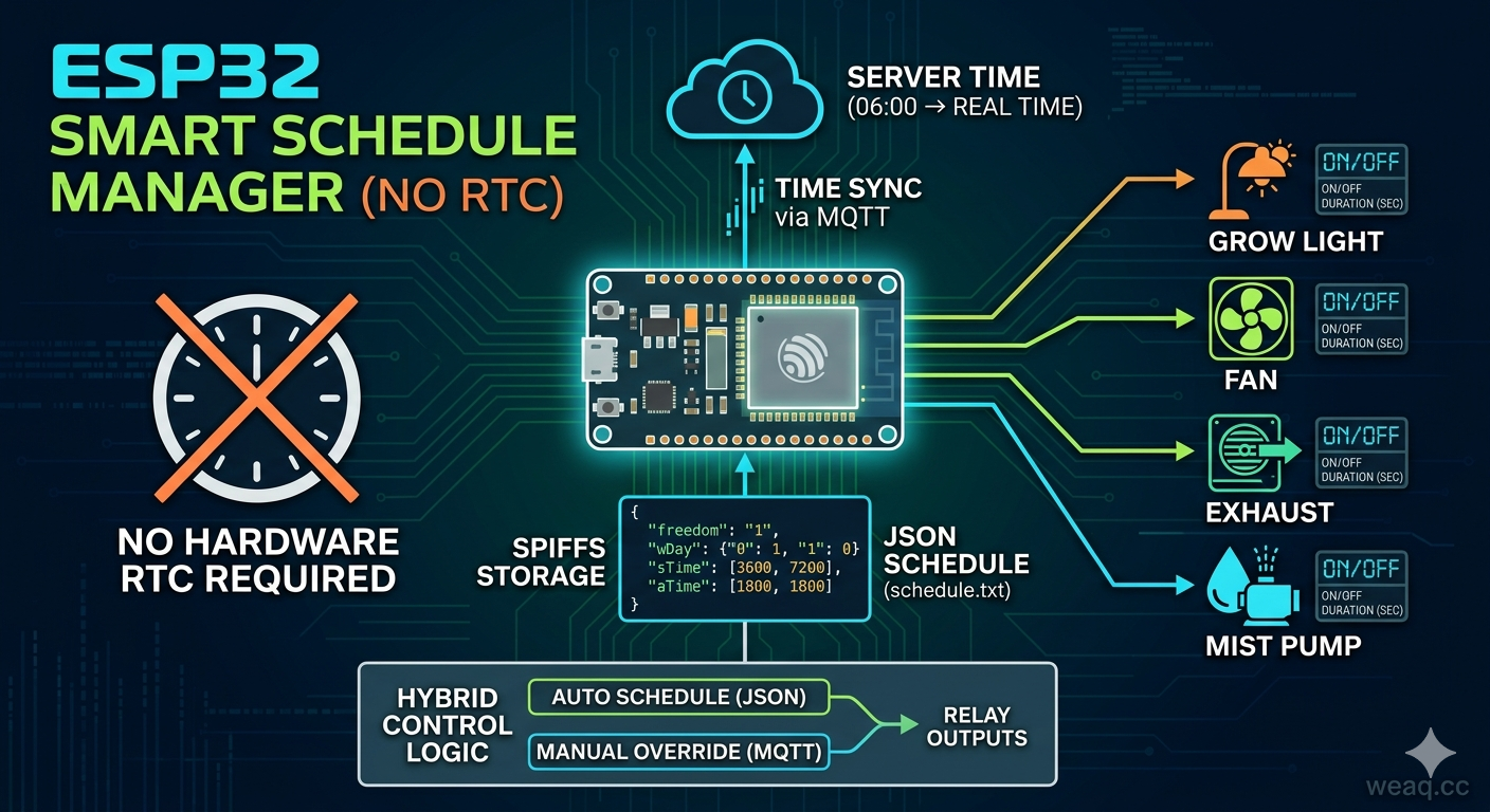 ระบบตั้งเวลาอัจฉริยะบน ESP32 แบบไม่ง้อ RTC Module